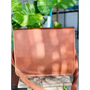 Мужская кожаная винтажная сумка-мессенджер для ноутбука ручной работы, портфель-сатчел 11 x 9 x 3 in коричневый