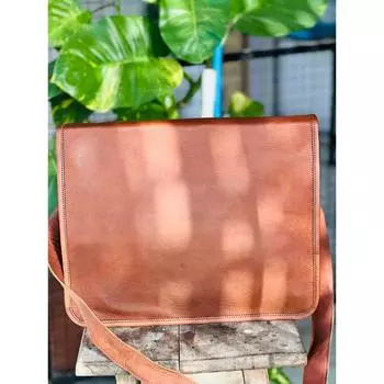 Мужская кожаная винтажная сумка-мессенджер для ноутбука ручной работы, портфель-сатчел 13 x 10 x 4 in