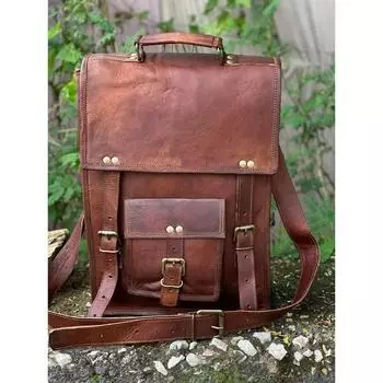 Мужская кожаная винтажная сумка-мессенджер для ноутбука ручной работы 13 x 10 x 4 in коричневый