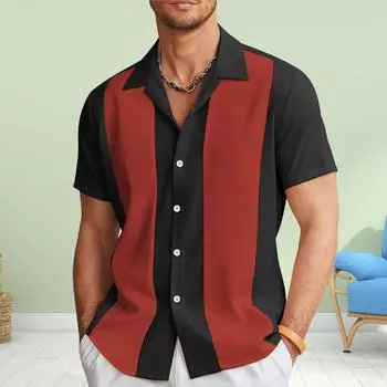 Мужская красивая полосатая рубашка с 3D-принтом, рубашка на пуговицах, повседневная рубашка, летняя рубашка с коротким рукавом, повседневная одежда для отпуска XS синий