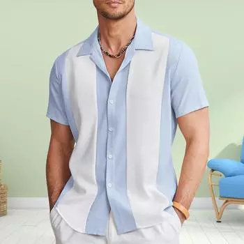 Мужская красивая полосатая рубашка с 3D-принтом, рубашка на пуговицах, повседневная рубашка, летняя рубашка с коротким рукавом, повседневная одежда для отпуска XS красный