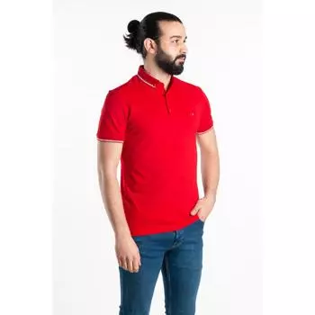 Мужская красная футболка с воротником-поло