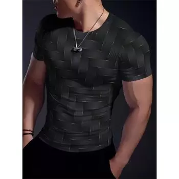 Мужская креативная футболка с геометрическим узором и 3D-принтом, с круглым вырезом и коротким рукавом для летнего активного отдыха S