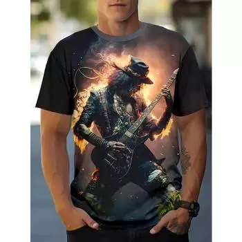 Мужская креативная футболка с графическим принтом, повседневная, с круглым вырезом, коротким рукавом, слегка эластичная, для летнего отдыха на свежем воздухе S
