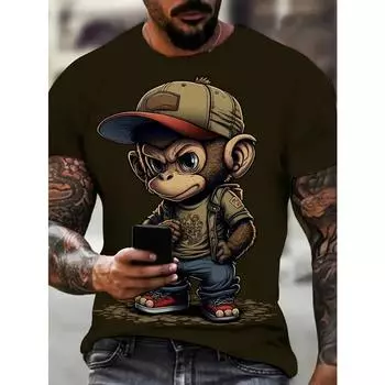 Мужская крутая футболка с графическим принтом плюс размер, летние футболки с короткими рукавами для занятий спортом на открытом воздухе для мужчин XL