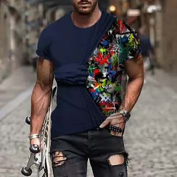 Мужская крутая, модная и персонализированная футболка с 3D-принтом, повседневная и модная спортивная футболка качества Harajuku S