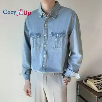 Мужская культовая джинсовая рубашка классического кроя Cosy Up с кнопками M чёрный