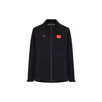 Мужская куртка Anta Champion All-Weather Series с однотонным логотипом, национальным флагом, застежкой-молнией и воротником-стойкой, черная 152350611-2 S
