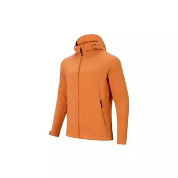 Мужская куртка Anta Training Series из однотонной мягкой ткани с капюшоном, ветрозащитная, водостойкая, с флисовой подкладкой, цвет Earth-Orange 952347609-2