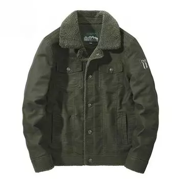 Мужская куртка больших размеров, мужская куртка среднего возраста с флисовой подкладкой и утолщенной отделкой Lasel, рабочая одежда с несколькими карманами M хаки