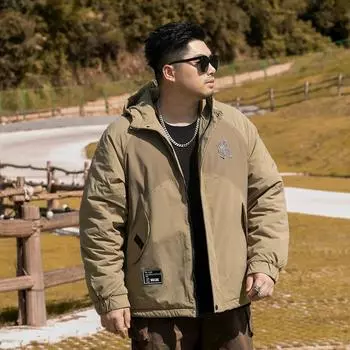 Мужская куртка больших размеров, новая зимняя куртка с хлопковой подкладкой, модное повседневное хлопковое хлопковое пальто с подкладкой, 4XL-10XL 4XL чёрный