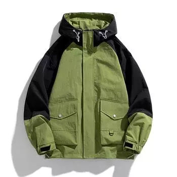 Мужская куртка больших размеров с капюшоном и цветными блоками, свободная повседневная куртка с прямым подолом, с перфорацией 9XL
