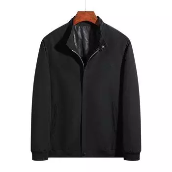 Мужская куртка большого размера, деловая повседневная куртка, сплошной цвет с воротником-стойкой 8XL чёрный