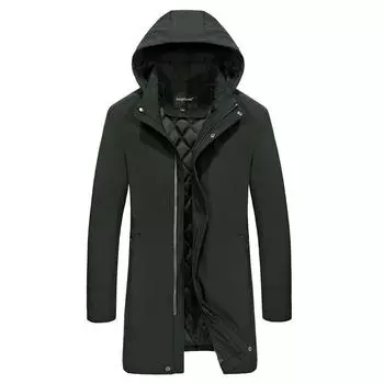 Мужская куртка большого размера для осени и зимы, повседневная, средней и длинной длины, утолщенная куртка с капюшоном для мужчин среднего и молодого возраста L