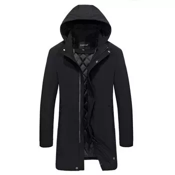Мужская куртка большого размера для осени и зимы, повседневная, средней и длинной длины, утолщенная куртка с капюшоном для мужчин среднего и молодого возраста L