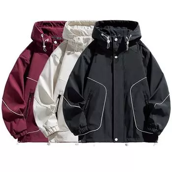 Мужская куртка большого размера с капюшоном для горного туризма и активного отдыха на весну и осень M