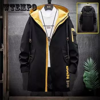 Мужская куртка большого размера с капюшоном, рабочая одежда, повседневное свободное пальто, мягкая и удобная ветровка, длинная, стиль весна-осень XXXXL бежевый