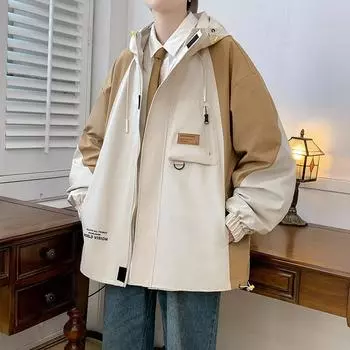 Мужская куртка большого размера с капюшоном, подходящая по цвету, молодежная свободная куртка больших размеров с принтом букв S чёрный