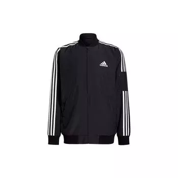 Мужская куртка-бомбер Adidas с 3 полосками и спортивным логотипом, черная GV5254 XXXL