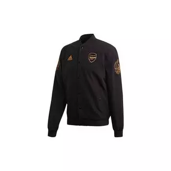 Мужская куртка-бомбер Adidas с золотым логотипом и воротником-стойкой, черная FQ6624 S