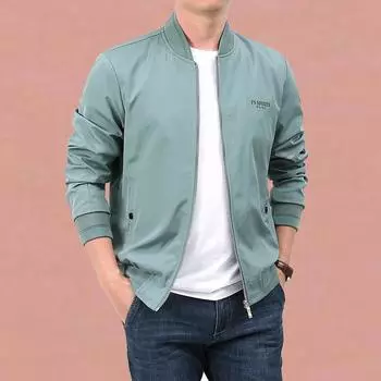 Мужская куртка-бомбер для ранней осени, деловая, повседневная, простая и универсальная, ветрозащитная, мужская, весенняя и осенняя M чёрный
