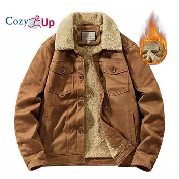 Мужская куртка-бомбер из искусственной замши с теплой легкой внутренней подкладкой M чёрный