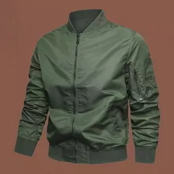 Мужская куртка-бомбер Легкие летные куртки Повседневная куртка из софтшелла Varisty для мужчин Модная повседневная однотонная ветровка весной и осенью M синий