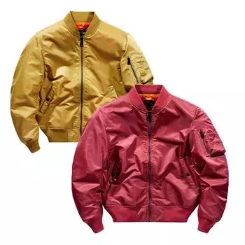 Мужская куртка-бомбер Pilot Air, мужские куртки-бомберы в стиле ретро, мужские повседневные однотонные куртки-пилоты на молнии, свободные мужские пальто M жёлтый