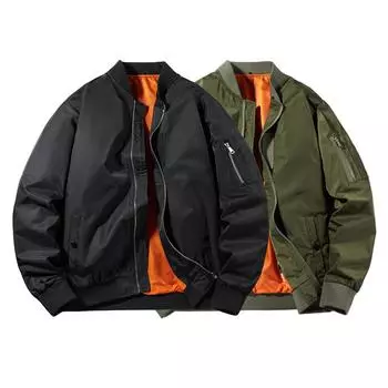 Мужская куртка-бомбер Slim весна осень R Мужская верхняя одежда Pilot Air Bomber Jackets and Coat Male M чёрный