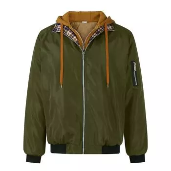 Мужская куртка-бомбер, стеганая куртка на молнии с длинными рукавами, зимняя флисовая теплая ветрозащитная мягкая спортивная куртка для пешего туризма, бега, ходьбы XL армия зеленый