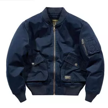 Мужская куртка-бомбер, свободная мужская куртка большого размера с несколькими карманами, однотонная мужская униформа ВВС M хаки