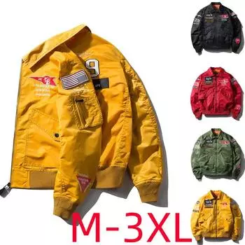 Мужская куртка-бомбер весна-осень свободного покроя с воротником-стойкой 3XL чёрный