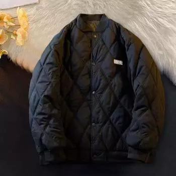Мужская куртка-бомбер Yousheng, стеганая университетская бейсбольная куртка, зимнее теплое стеганое пальто, повседневная свободная верхняя одежда для повседневной работы на улице L хаки