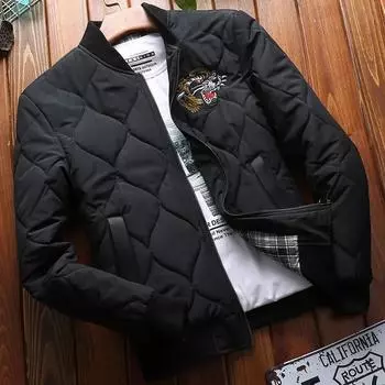 Мужская куртка-бомбер, зимнее толстое теплое пальто, повседневная спортивная бейсбольная форма, брендовый топ с вышивкой Tide 4XL синий