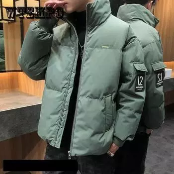 Мужская куртка Bread, зимняя пуховая куртка, утолщенное теплое пальто с буквенным принтом, можно носить на севере 3XL зелёный