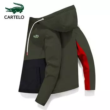 Мужская куртка CARTELO с вышивкой в тон, летный костюм, весенне-осенняя повседневная куртка с капюшоном