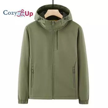 Мужская куртка Cozy Up Softshell с капюшоном, ветровка с флисовой подкладкой, легкие водонепроницаемые куртки для походов M чёрный