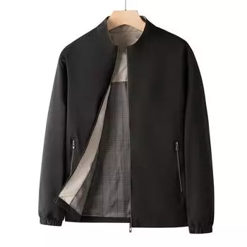 Мужская куртка делового покроя для людей среднего и пожилого возраста, весна-осень, облегающая куртка XXXXXL чёрный