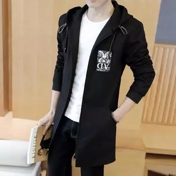 Мужская куртка Длинный плащ Повседневное пальто M темно-синий