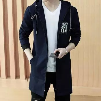 Мужская куртка Длинный плащ Повседневное пальто XXXXS серый