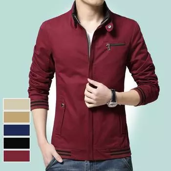 Мужская куртка для активного отдыха, молодежная повседневная куртка, мужской топ, облегающий крой, чистый хлопок, мужская одежда M чёрный