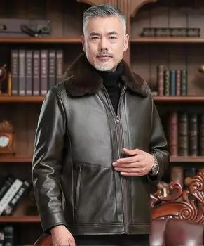 Мужская куртка для активного отдыха, ветрозащитная, зимняя, плюшевая, толстая, плюшевая, воротник, куртка из искусственной кожи XXXL чёрный