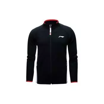 Мужская куртка для бадминтона Li Ning Color Block с воротником-стойкой и застежкой-молнией, черная AWDUA89-1 M