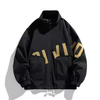 Мужская куртка для отдыха на открытом воздухе с буквенным принтом, новая куртка для осени и зимы, мужская и женская куртка с воротником-стойкой, модный бренд, универсальная куртка в японском стиле S