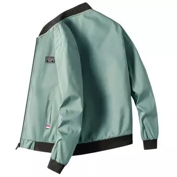 Мужская куртка для отдыха весна-осень однотонная и удобная ветрозащитная куртка на молнии XXXXL чёрный