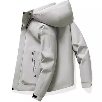 Мужская куртка для походов весна-осень с капюшоном, куртка-бомбер, верхняя одежда, ветровка, повседневная куртка-карго S чёрный