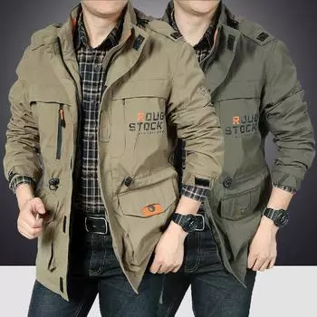 Мужская куртка для весны и осени, свободная спортивная куртка больших размеров, повседневная куртка для людей среднего возраста, куртка для инструментов M