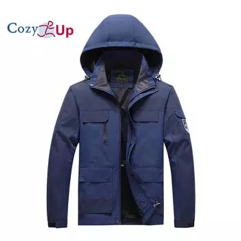 Мужская куртка-дождевик Cozy Up, легкая ветровка с капюшоном, водонепроницаемый плащ для походов, путешествий, кемпинга M чёрный