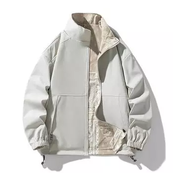 Мужская куртка Двусторонняя мужская куртка Молодежная повседневная трендовая свободная мужская куртка с воротником-стойкой M чёрный