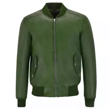 Мужская куртка Green Bomber из натуральной кожи ягненка ручной работы, стильная, настоящая S зелёный